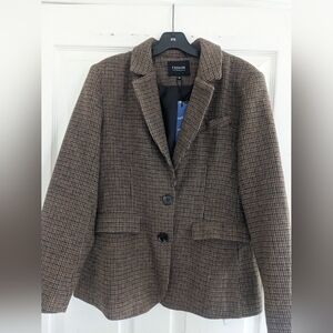 Brown Checkered Women's Blazer